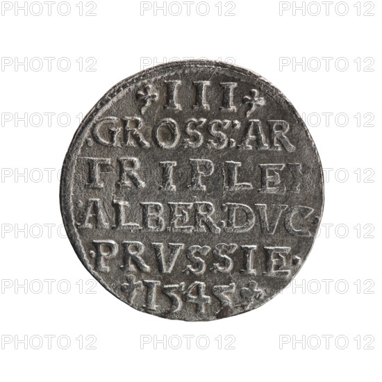 Trojak coin by Schilling, Maciej; co-creator Decjusz, Jost Ludwik fl. 1528–1535. Obverse: male bust