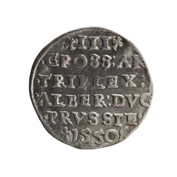 trojak, Albrecht Hohenzollern Prince of Prussia; 1490–1568 - iconography, trefoils, male busts in