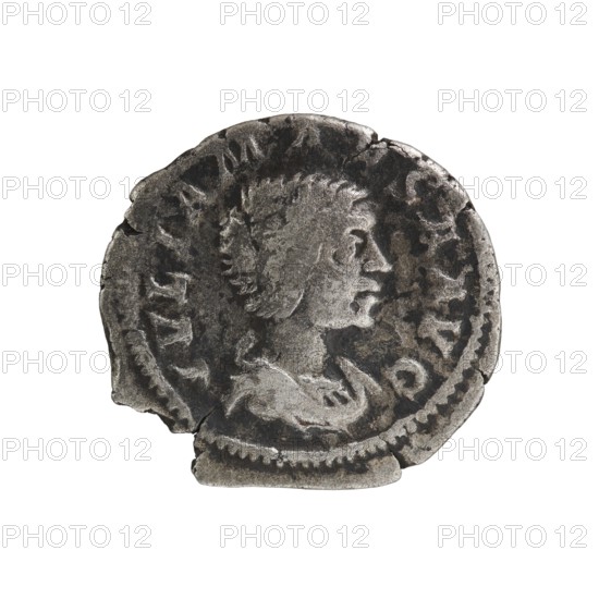 Denarius, Elagabalus Roman emperor 218–222. Obverse: Draped bust of Julia Maesa facing right,