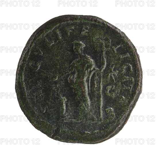 Sestertius of Elagabalus reigned 218–222. Obverse: Draped bust of Julia Maesa facing right, pearl