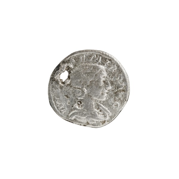 Denarius with hole, Elagabalus reigned 218–222, issuer: Julia Soaemias 180–222; Augusta 218–222.