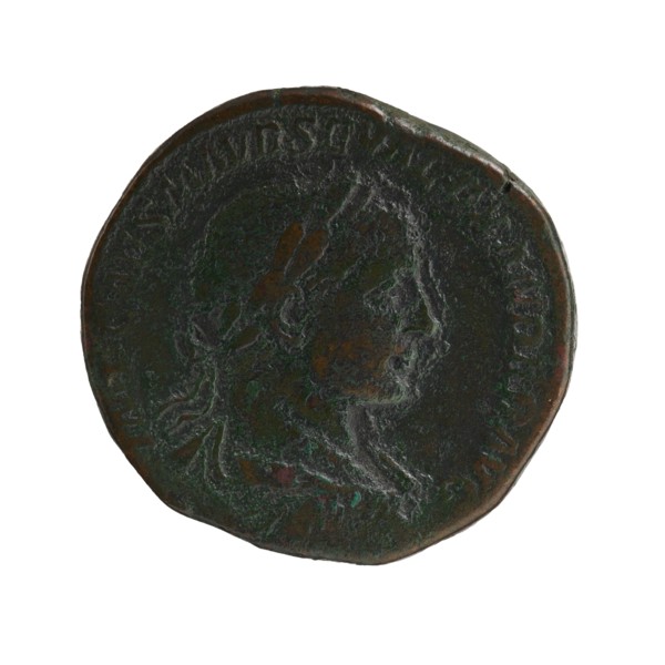 Sestertius; personifications; Alexander Severus Roman Emperor, 222–235 — iconography: Securitas.