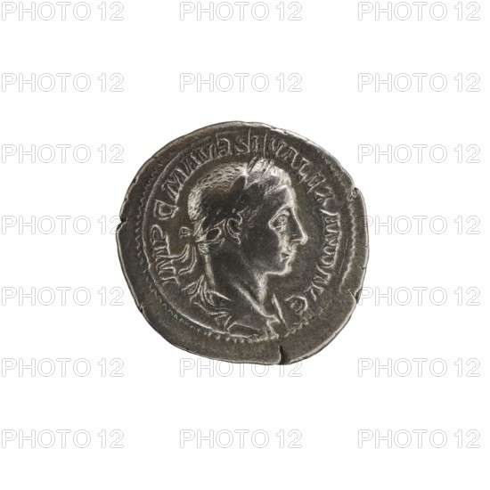 Denarius, Alexander Severus 208–235; Roman emperor 222–235. Obverse: Bust of Alexander Severus
