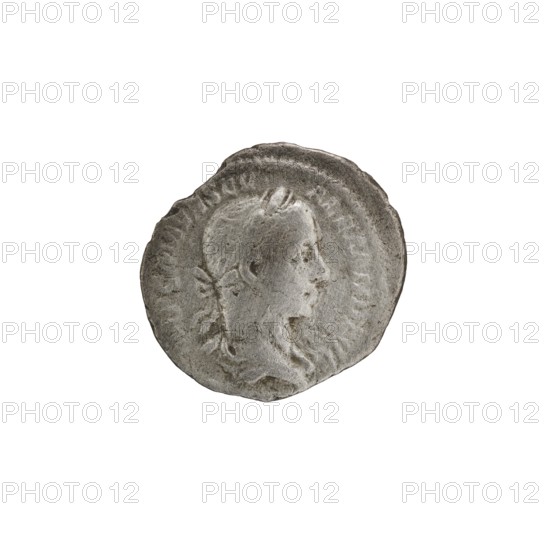 Denarius of Alexander Severus 208–235; Roman emperor 222–235. Obverse: Bust of Alexander Severus