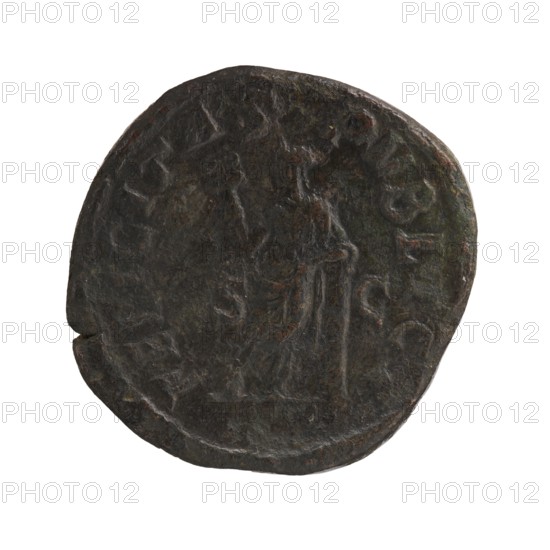 Sestertius depicting Julia Mamaea ca. 180–235 and Alexander Severus 208–235; Roman emperor 222–235,