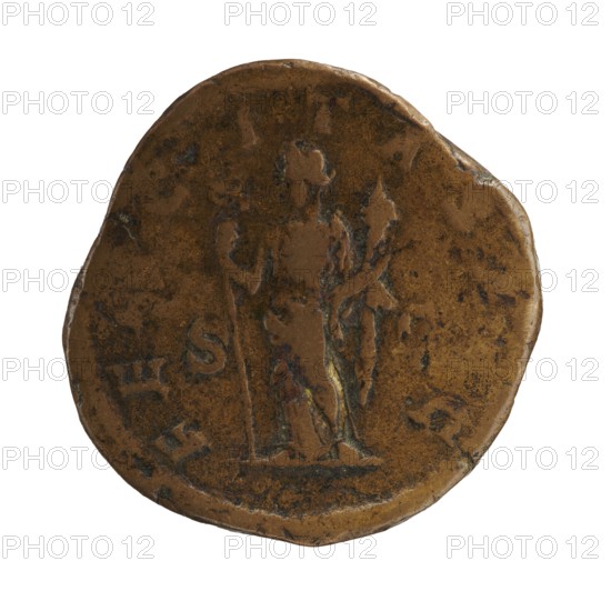 Sestertius featuring Julia Mamaea ca. 180–235 and Alexander Severus 208–235; Roman emperor 222–235.