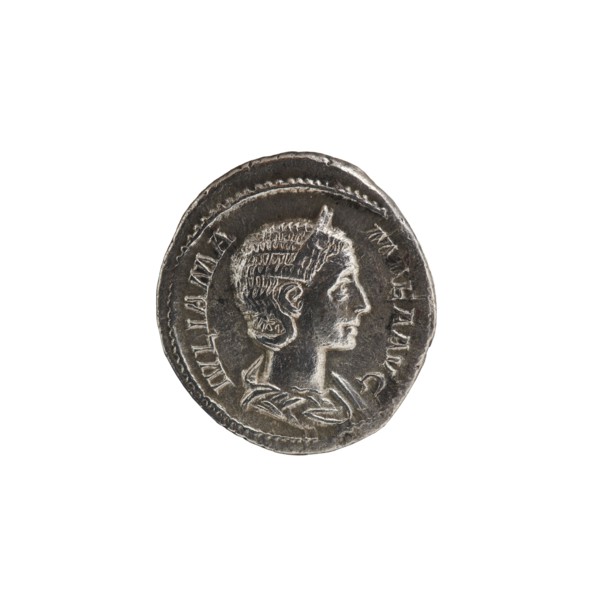 Denarius depicting Julia Mamaea ca. 180–235 and Alexander Severus 208–235; Roman emperor 222–235.