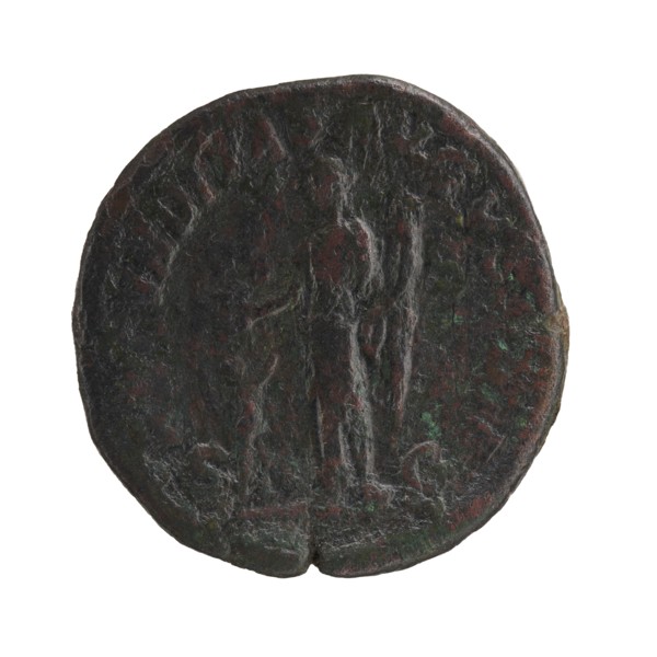 Sestertius depicting Julia Mamaea ca. 180–235 and Alexander Severus 208–235; Roman emperor 222–235.