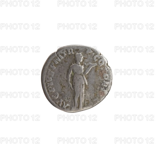 Denarius, Antoninus Pius 86–161; Roman emperor 138–161. Obverse: Head of Antoninus Pius uncovered