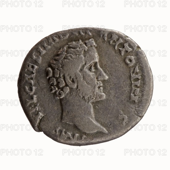 Denarius, Antoninus Pius 86–161; Roman Emperor 138–161. Obverse: Head of Antoninus Pius uncovered