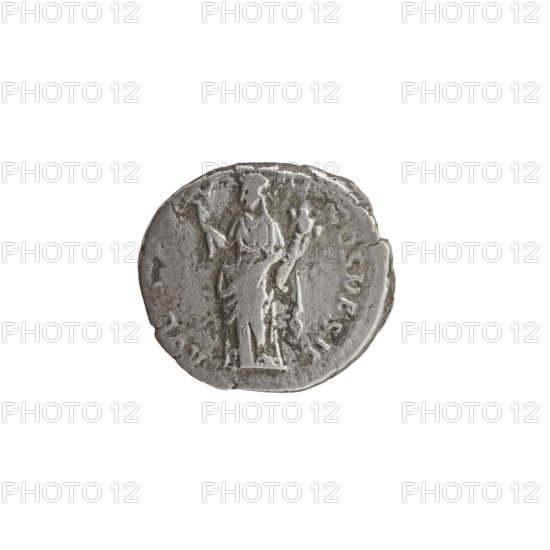 Denarius of Antoninus Pius 86–161; Roman Emperor 138–161. Obverse: Head of Antoninus Pius uncovered