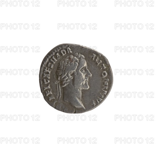 Denarius, Antoninus Pius 86–161; Roman emperor 138–161. Obverse: head of Antoninus Pius in a laurel