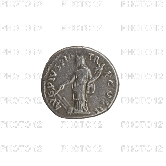 Denarius, Antoninus Pius 86–161; Roman emperor 138–161. Obverse: head of Antoninus Pius in a laurel