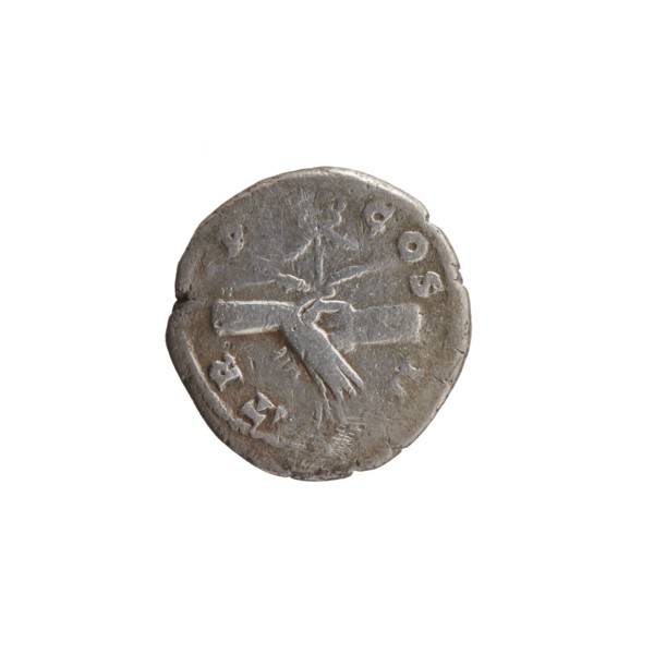 Denarius, Antoninus Pius 86–161; Roman emperor 138–161. Obverse: Head of Antoninus Pius in a laurel
