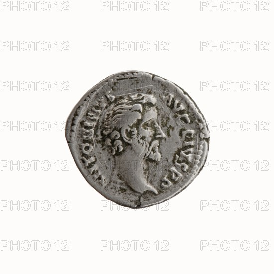 Denarius, Antoninus Pius 86–161; Roman Emperor 138–161. Obverse: Head of Antoninus Pius uncovered