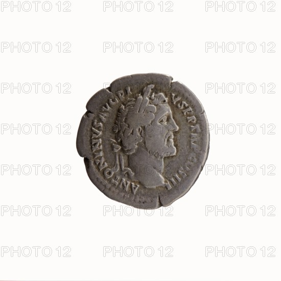 Denarius, Antoninus Pius 86–161; Roman emperor 138–161. Obverse: Head of Antoninus Pius with laurel