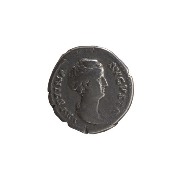 Denarius, Antoninus Pius 86–161; Roman emperor 138–161 and Faustina the Elder 98–141; Roman empress