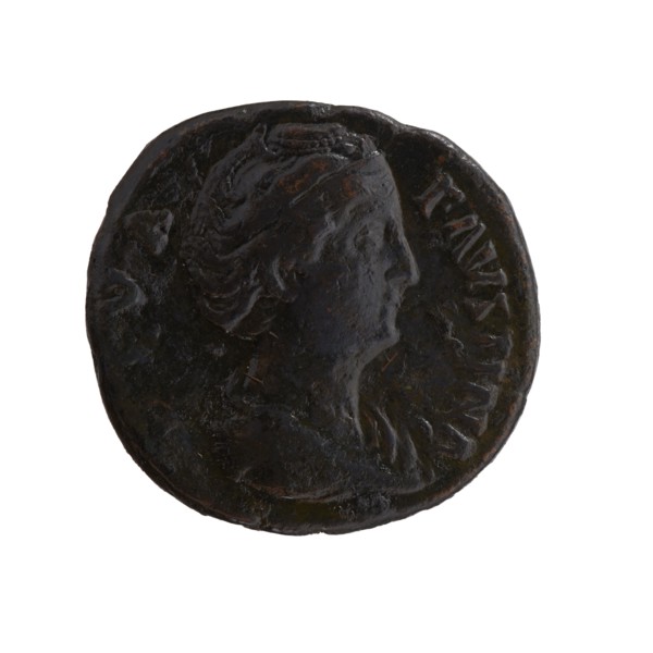 Dupondius/as; Bust of Faustina the Elder 98–141; Roman empress 138–141 in drapery facing right,