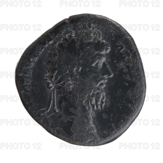 Sestertius of Lucius Verus 130–169; Roman emperor 161–169. Obverse: Head of Lucius Verus in laurel