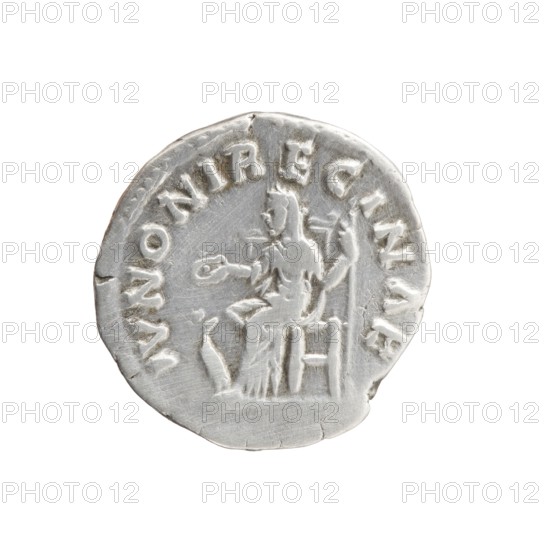 Denarius depicting Faustina the Younger ca. 130–176; Roman empress 161–176 and Marcus Aurelius