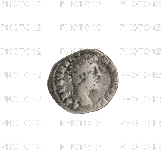 Denarius of Commodus reigned 177–192. Obverse: Head of Commodus in a laurel wreath facing right,