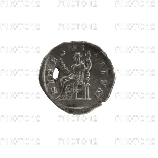 Denarius with hole, 228–231 CE, Roman Empire 27 BC–476, struck in Rome; coin; diameters 18.0 mm and