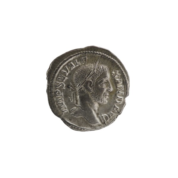 Denarius; obverse: Jupiter Roman deity; issuer: Alexander Severus Roman emperor, 222–235;