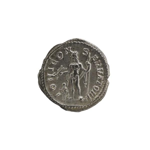 Denarius depicting Jupiter; Roman deities; Alexander Severus Roman emperor, 222–235; iconography;