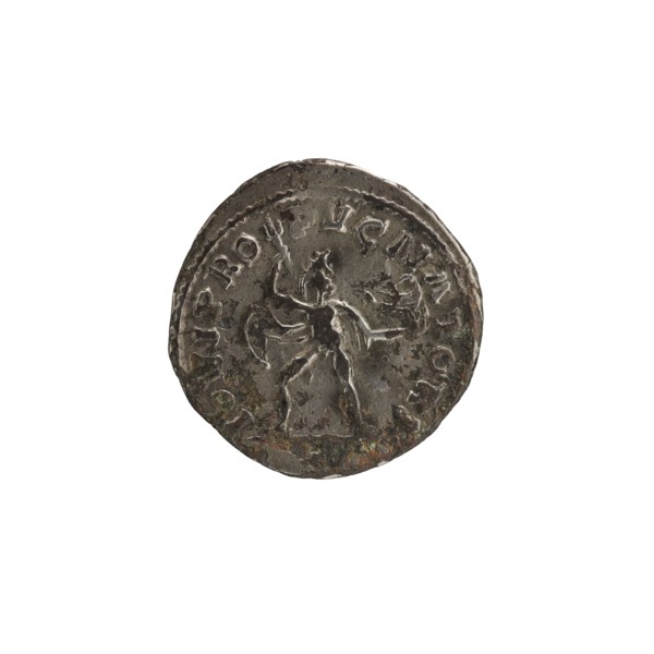 Denarius depicting Roman deities and Jupiter; obverse with Alexander Severus Roman emperor; 222–235