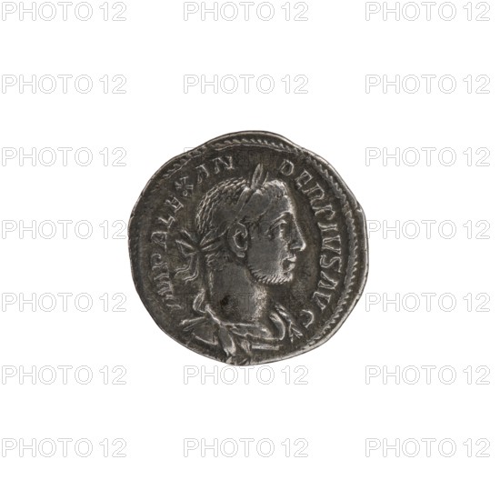 Denarius, Alexander Severus 208–235; Roman emperor 222–235. Obverse: portrait of Alexander Severus