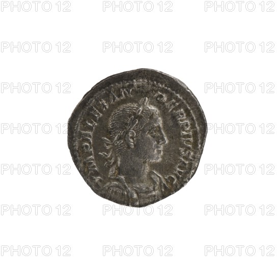 Denarius of Alexander Severus Roman emperor, 222–235 CE. Obverse: laureate bust of Alexander