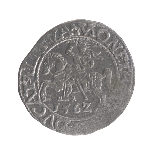 Lithuanian half-grosz, Sigismund II Augustus King of Poland; 1544–1572. Obverse: Polish Eagle; in