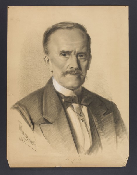 Portrait of Ludwik Jenike; drawing, 1876; height 62.5 cm, width 47.5 cm. Depicts Ludwik Jenike