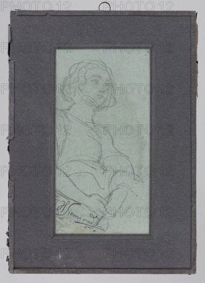 Sketch of a female figure by Henryk Siemiradzki 1843–1902. Pencil drawing, before 1902. Subject: