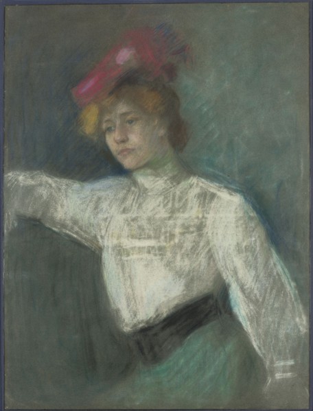 Portrait of a Woman in a Red Hat, Olga Boznanska 1865–1940, painter; female portrait; Young Poland