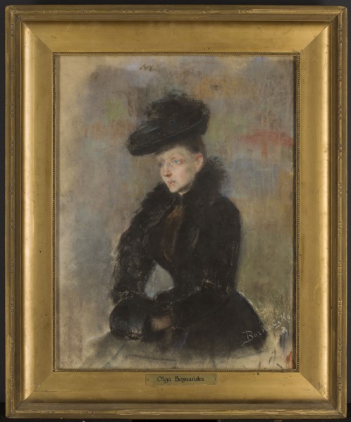 Portrait of a woman in a black hat; verso: sketch of a girl's portrait. Olga Boznanska 1865–1940,