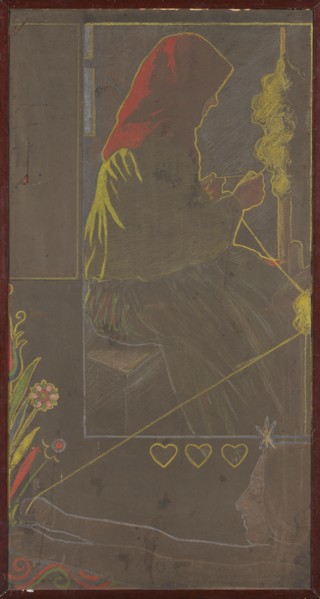 Przadka, Rudzinski, Stanislaw 1867–1915 painter; author, spinning, before 1915, pastel, height 100