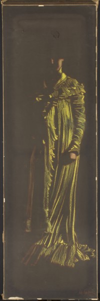 Yellow Lady, Kaufmann, Leon Kamir; 1872–1933, painter. 1909. Pastel on black paper. Height 137.5