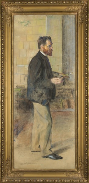 Portrait of the painter Waclaw Koniuszki, by Leon Wyczólkowski 1852–1936, 1896. Pastel, 120.5 × 50
