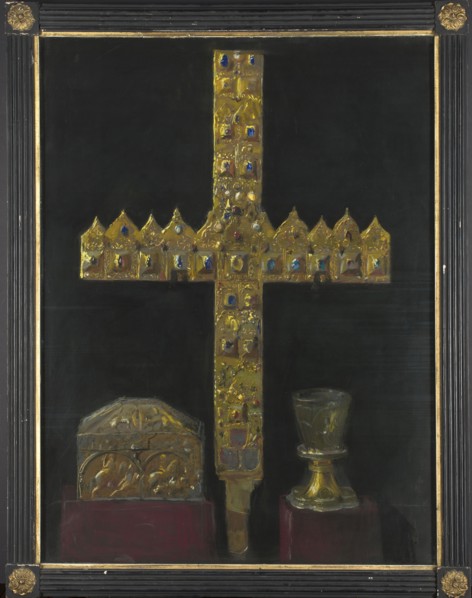 A cross made of princely diadems, a box called the Saracen-Sicilian box and the so-called glass of