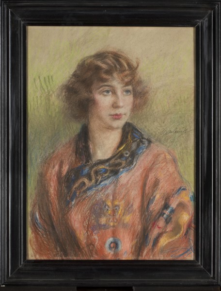 Portrait of a Woman in a Chinese Wedding Robe longpao, Teodor Axentowicz 1859–1938, painter; 1920s;