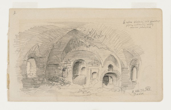 Interior of the Great Hall in Pskov Castle, by Anna Bilinska-Bohdanowiczowa 1854–1893, draughtsman;