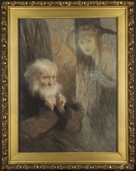 Vision – memory; Teodor Axentowicz 1859–1938, painter; allegory of old age and youth; symbolism;