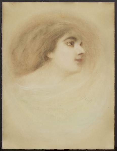 Profile of a woman — Portrait of Józefa Borowska, singer and actress, by Miroslaw Gajewski-Ostoja