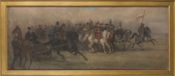 Study for the painting Our Battle Painters, Czeslaw Tanski 1862–1942. Pastel, before 1927, 76 × 180
