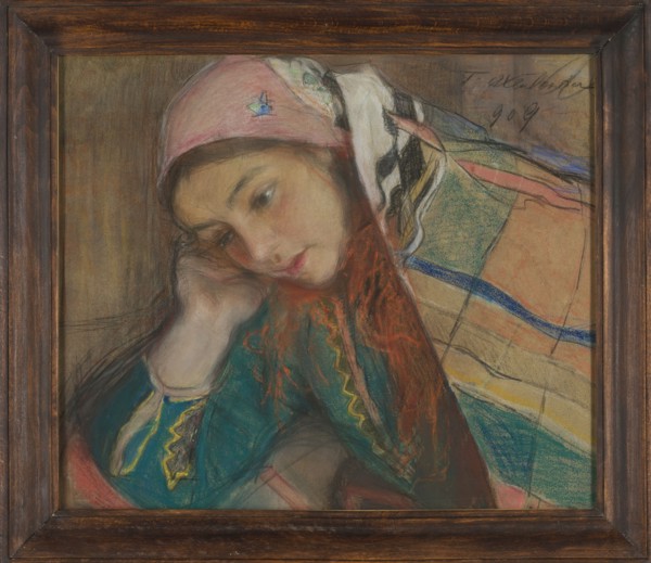 Portrait of a Girl in Krakow Costume, Teodor Axentowicz 1859–1938. Pastel, 1909. Height 33.5 cm;