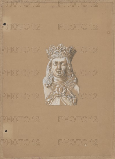Head of the figure of King Jan Olbracht from his tombstone in Wawel Cathedral in Kraków, drawing on