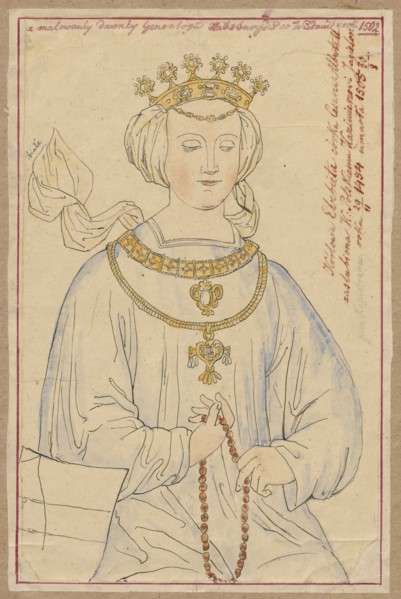 Portrait of Queen Elizabeth of Rakuszanka, after the painted old Genealogy of the Habsburgs in