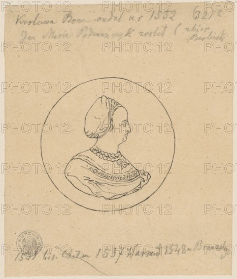 Portrait of Queen Bona Sforza in profile, after a medal by Giovanni Maria Padovano, Giovanni Maria