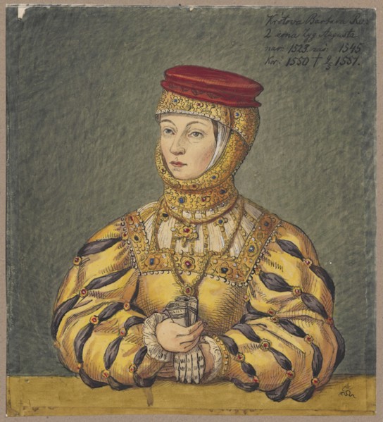 Portrait of Queen Barbara Radziwillówna, after a painting by Lucas Cranach the Younger; draughtsman